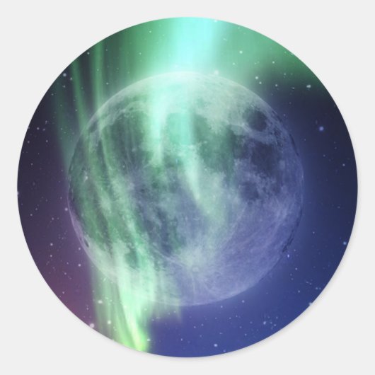 神秘的な美しい明るい大きなフルブルーの月 ラウンドシール (正面)
