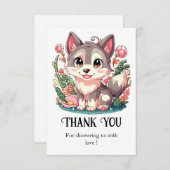 神秘的な美しい狼の赤ちゃんシャワー サンキューカード (正面/裏面)