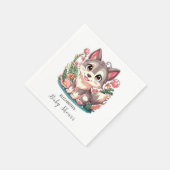 神秘的な美しい狼の赤ちゃんシャワー スタンダードカクテルナプキン (角)