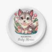 神秘的な美しい狼の赤ちゃんシャワー ペーパープレート (正面)