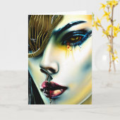 神秘的な美しさの黄金のヴァンパイア女神 カード (黄色い花)