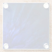 神秘的な翼と深いブルーの羽 ガラスコースター (裏面)