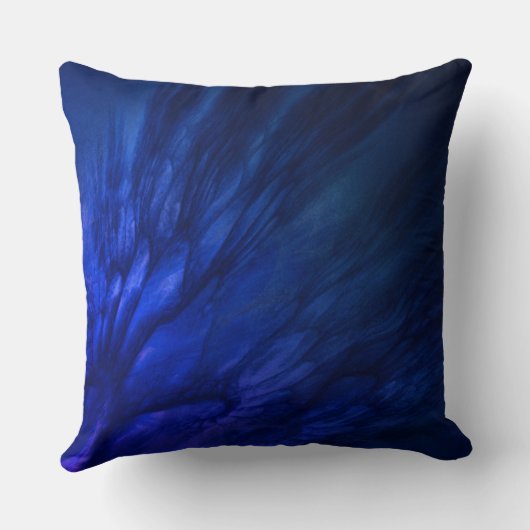 神秘的な翼と深いブルーの羽 クッション (裏面)