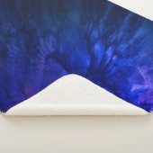 神秘的な翼と深いブルーの羽 シェルパブランケット (3/4)