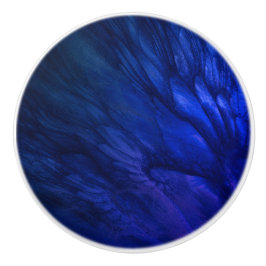 神秘的な翼と深いブルーの羽 セラミックノブ