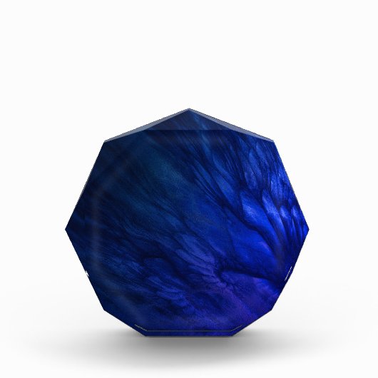 神秘的な翼と深いブルーの羽 フォトブロック (正面)