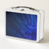 神秘的な翼と深いブルーの羽 メタルランチボックス (正面)