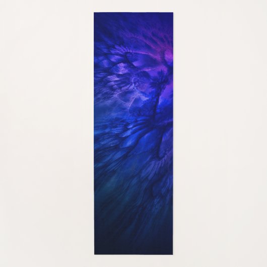 神秘的な翼と深いブルーの羽 ヨガマット (正面)