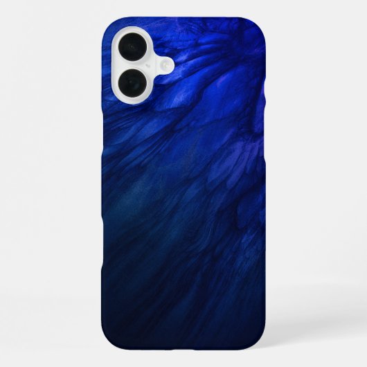 神秘的な翼と深いブルーの羽 iPhoneケース (裏面)