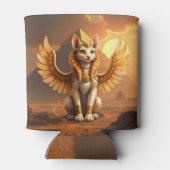神秘的な翼のある猫スフィンクス - エジプトの幻想芸術 缶クーラー (裏面)