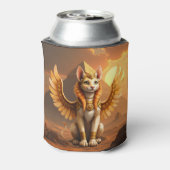 神秘的な翼のある猫スフィンクス - エジプトの幻想芸術 缶クーラー (缶裏面)