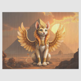 神秘的な翼のある猫スフィンクス - エジプトの幻想芸術 薄葉紙