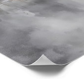 神秘的な翼の女の子の黒と白の都市 ポスター (角)