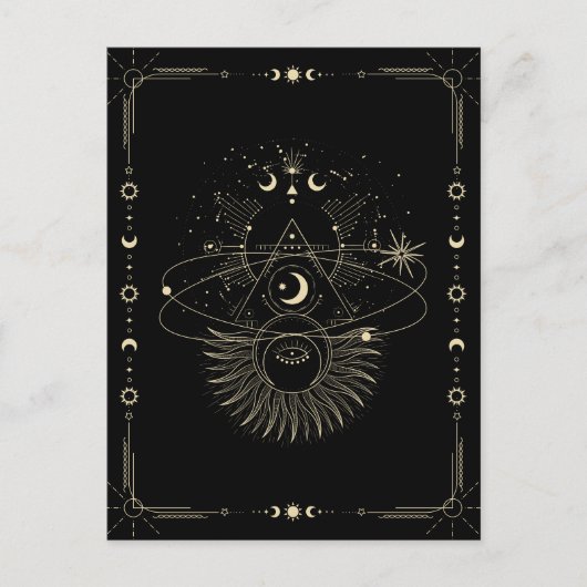 神秘的な芸術的な月の宇宙の天空 ポストカード (正面)