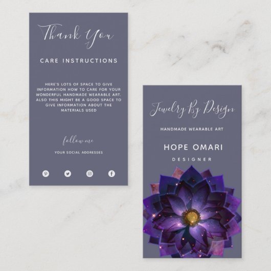 神秘的な蓮の花のマンダラの気に指示 名刺 (正面/裏面)