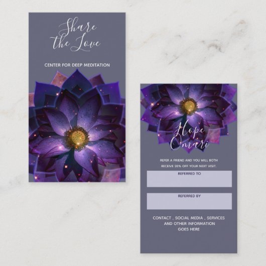 神秘的な蓮の花マンダラ |ニューエイジ紹介 紹介カード (正面/裏面)