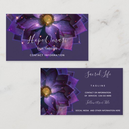 神秘的な蓮の花マンダラ |ニューエイジ 名刺 (正面/裏面)