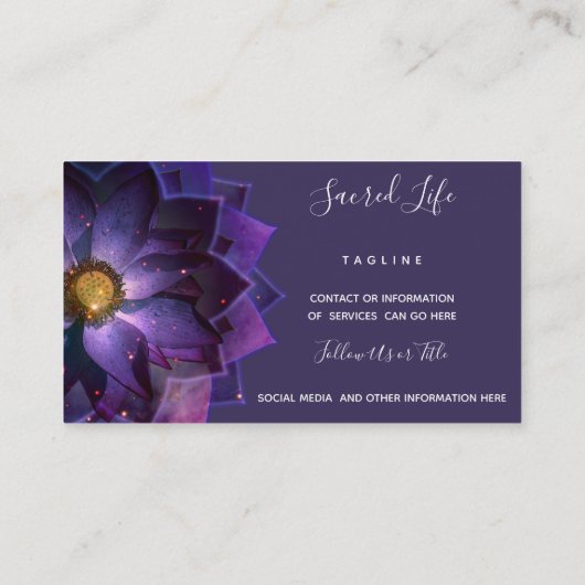 神秘的な蓮の花マンダラ |ニューエイジ 名刺 (裏面)