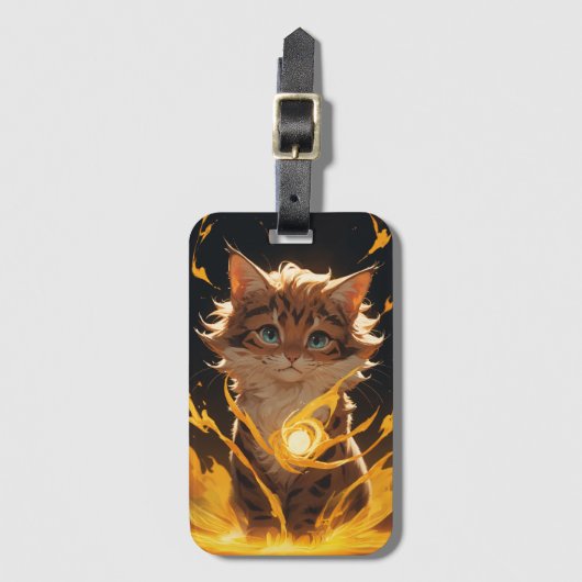 神秘的な虎の猫の火に精通 ラゲッジタグ (正面縦)