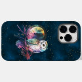 神秘的な虹のフクロウと満月の天体 Case-Mate iPhoneケース (裏面 (横))