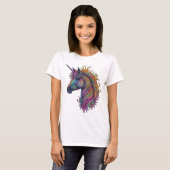 神秘的な虹のユニコーン Tシャツ (正面フル)