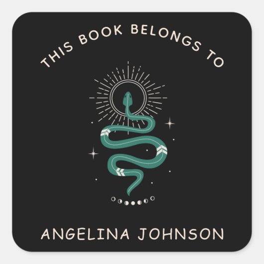 神秘的な蛇の魔法の名前ブックプレート スクエアシール (正面)
