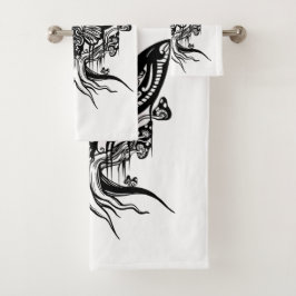 神秘的な蛾と三日月のバスルームのタオルのセット バスタオルセット