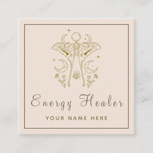 神秘的な蝶のエネルギーヒーラー スクエア名刺 (正面)