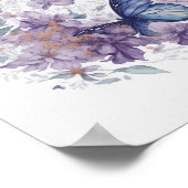 神秘的な蝶の水色パープルブルー花 ポスター (角)