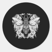 神秘的な蝶の蛾ダークアカデミカオカルトゴシック ラウンドシール (正面)