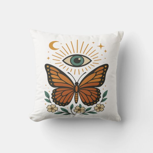 神秘的な蝶の視覚 クッション (正面)