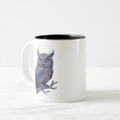 神秘的な装飾のフクロウ コーヒーマグ - 天体の芸術 ツートーンマグカップ (正面左)