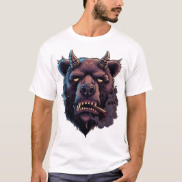 神秘的な角のある熊のTシャツ Tシャツ