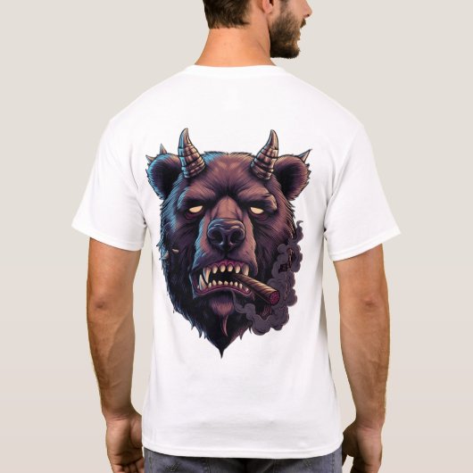 神秘的な角のある熊 Tシャツ (裏面)