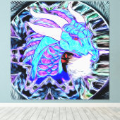 神秘的な角のある青いドラゴン キャンバスプリント (インサイチュ (ウッドフロア))
