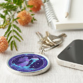 神秘的な記号と星をあしらった水瓶座のゾディアックデザイン キーホルダー (側面)