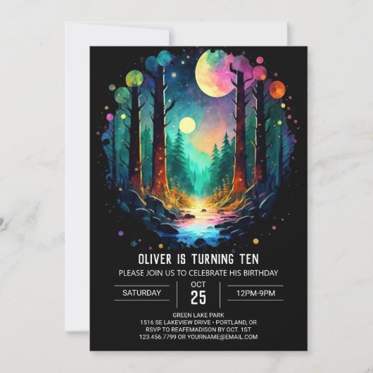 神秘的な誕生日がフォレストアドベンチャーを待っている 招待状 (正面)