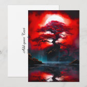 神秘的な赤い木と満月 案内状 (正面/裏面)