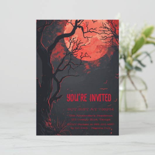 神秘的な赤い満月カスタム 招待状 (スタンド正面)