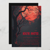神秘的な赤い満月カスタム 招待状 (正面/裏面)