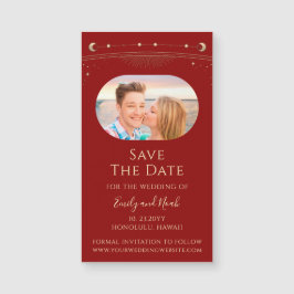 神秘的な赤い金ゴールド太陽の月の星の日付を保存