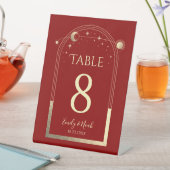 神秘的な赤金ゴールド太陽の月の星空結婚の 台座サイン (インサイチュ)