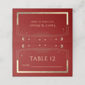 神秘的な赤金ゴールド太陽ムーンスターズ結婚ズ プレイスカード (外部開封)