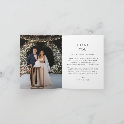 神秘的な赤金太陽月星写真ウェディング サンキューカード (内部)