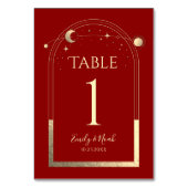 神秘的な赤金太陽月星天体ウェディング テーブルナンバー (裏面)