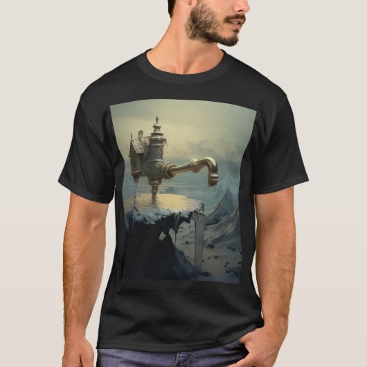 神秘的な超現実的な水不足のオーバーTシャツ Tシャツ (正面)