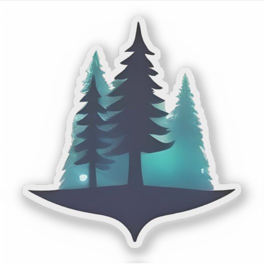 神秘的な輝きを持つシルエットの松 シール (正面)
