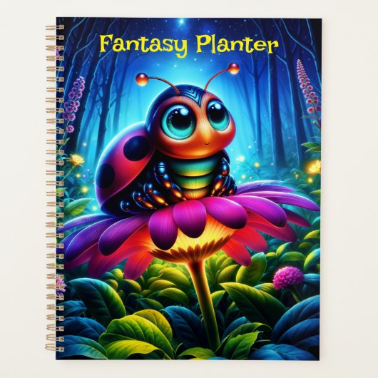 神秘的な輝きを放つ、かわいい大きな目のラディバグ プランナー手帳 (正面)