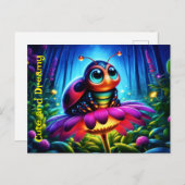 神秘的な輝きを放つ、かわいい大きな目のラディバグ ポストカード (正面/裏面)