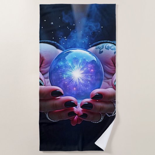 神秘的な運命のオーブ ビーチタオル (正面)